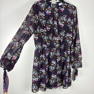 WAYF Floral Womens Large Dress Navy Long Sleeve Cottage Boho Western Casual